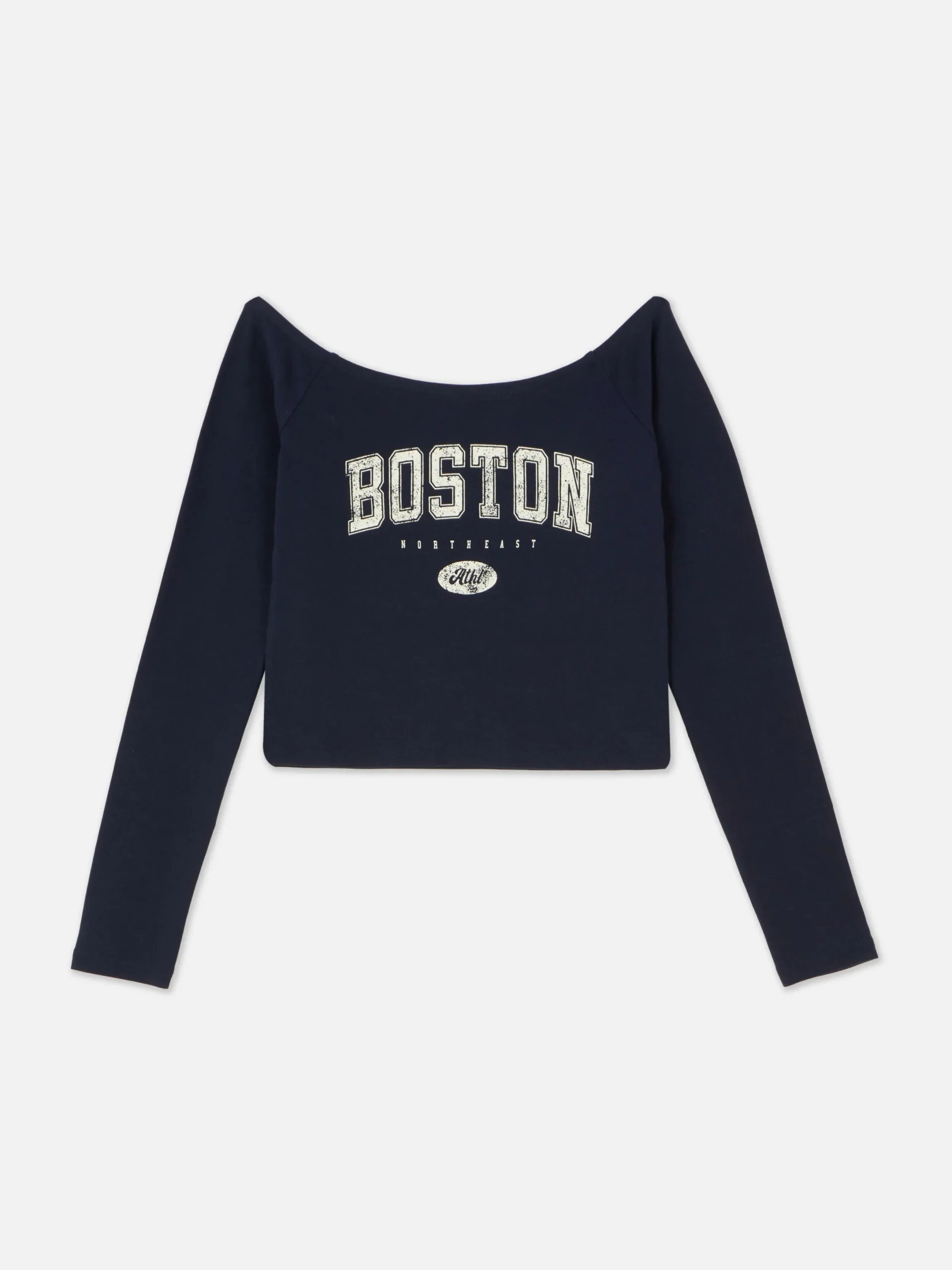 Mujer Primark Tops Y Camisetas|Camiseta Corta De Manga Larga Con Cuello Barco