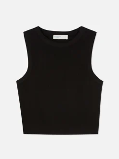 Mujer Primark Tops Y Camisetas|Camiseta Corta De Punto Sin Mangas De Cuello Redondo