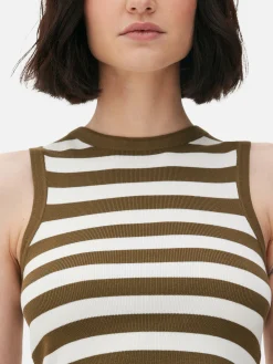 Mujer Primark Tops Y Camisetas|Camiseta Corta De Punto Sin Mangas De Cuello Redondo