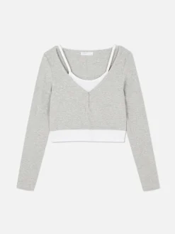 Mujer Primark Tops Y Camisetas|Camiseta De Manga Larga 2 En 1