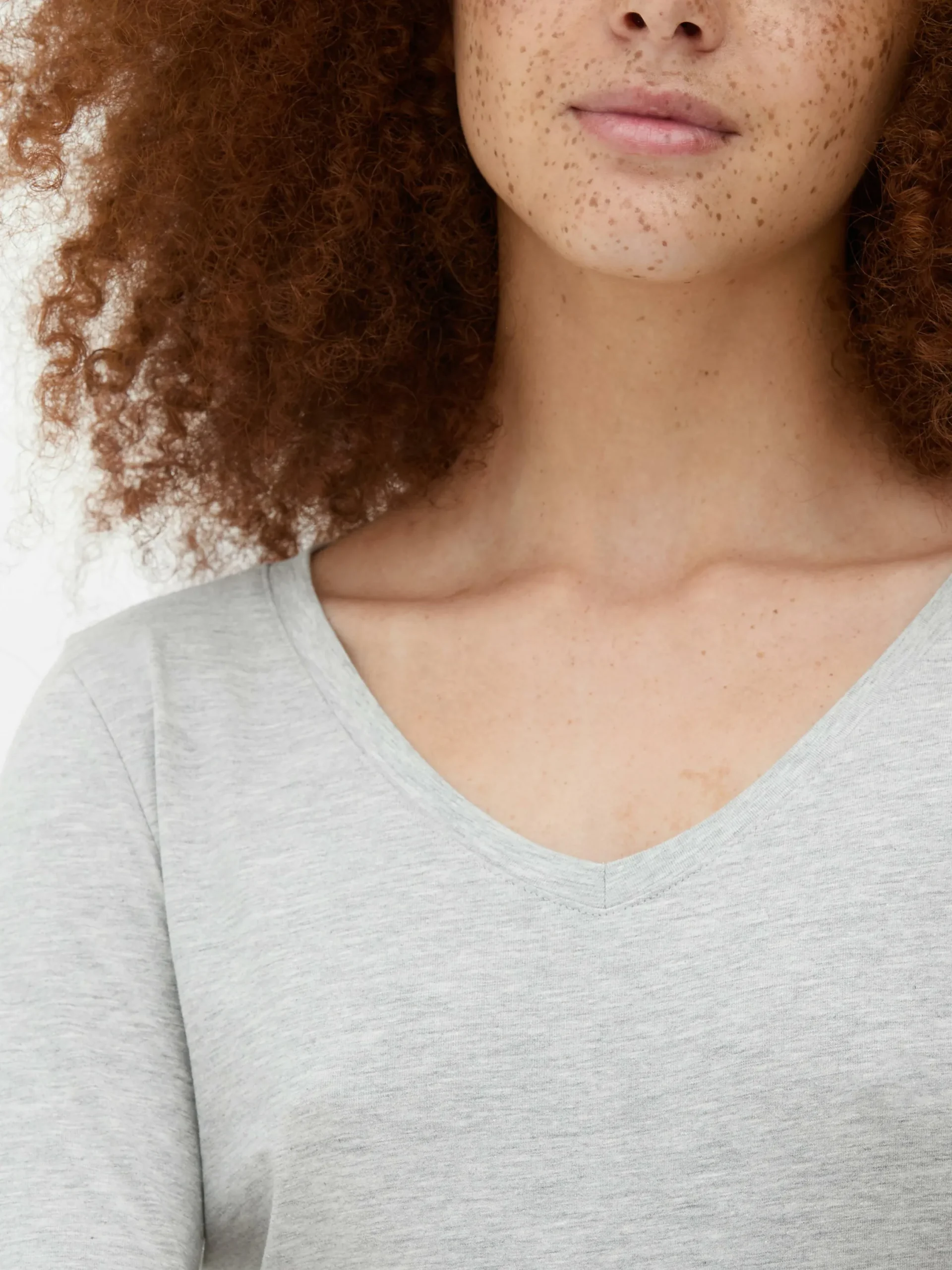 Mujer Primark Tops Y Camisetas|Camiseta De Manga Larga Con Cuello De Pico