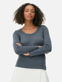 Mujer Primark Tops Y Camisetas|Camiseta De Manga Larga Con Escote Amplio