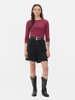 Mujer Primark Tops Y Camisetas|Camiseta De Manga Larga De Punto Elástico