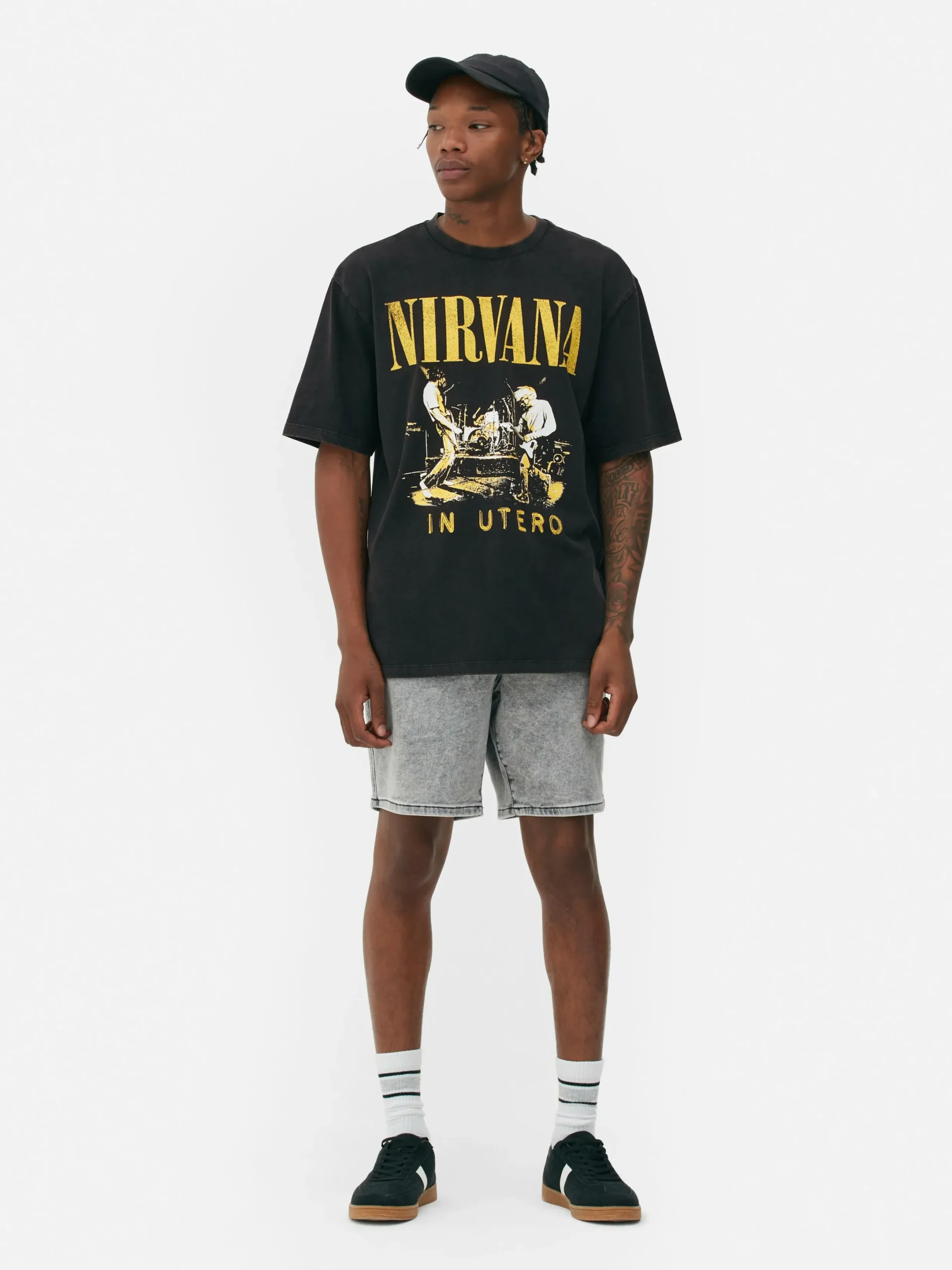 Hombre Primark Camisetas Y Sudaderas Con Estampado Gráfico|Tops Y Camisetas|Camiseta De Nirvana Con Efecto Lavado