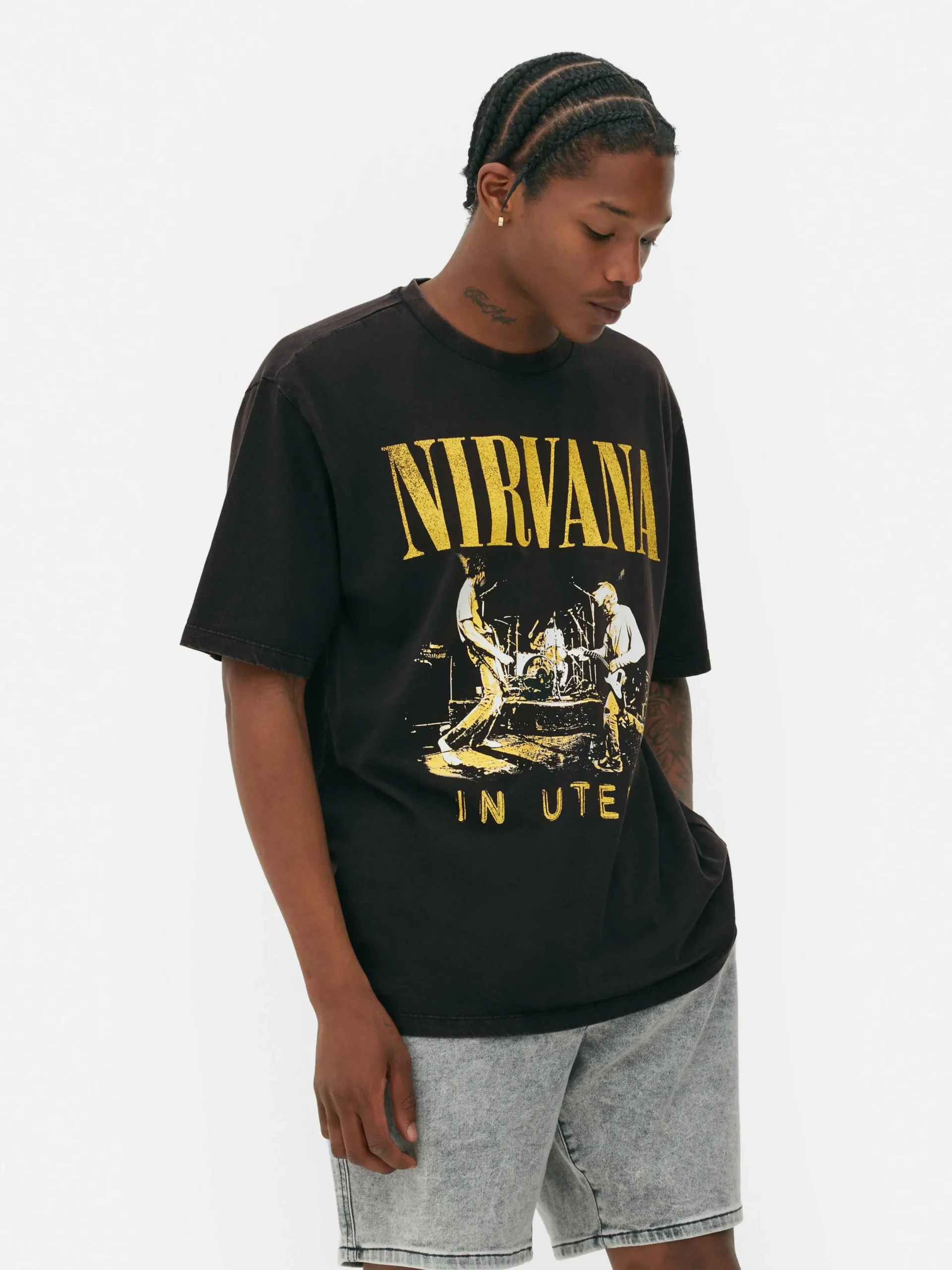Hombre Primark Camisetas Y Sudaderas Con Estampado Gráfico|Tops Y Camisetas|Camiseta De Nirvana Con Efecto Lavado
