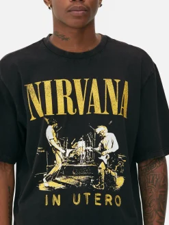 Hombre Primark Camisetas Y Sudaderas Con Estampado Gráfico|Tops Y Camisetas|Camiseta De Nirvana Con Efecto Lavado