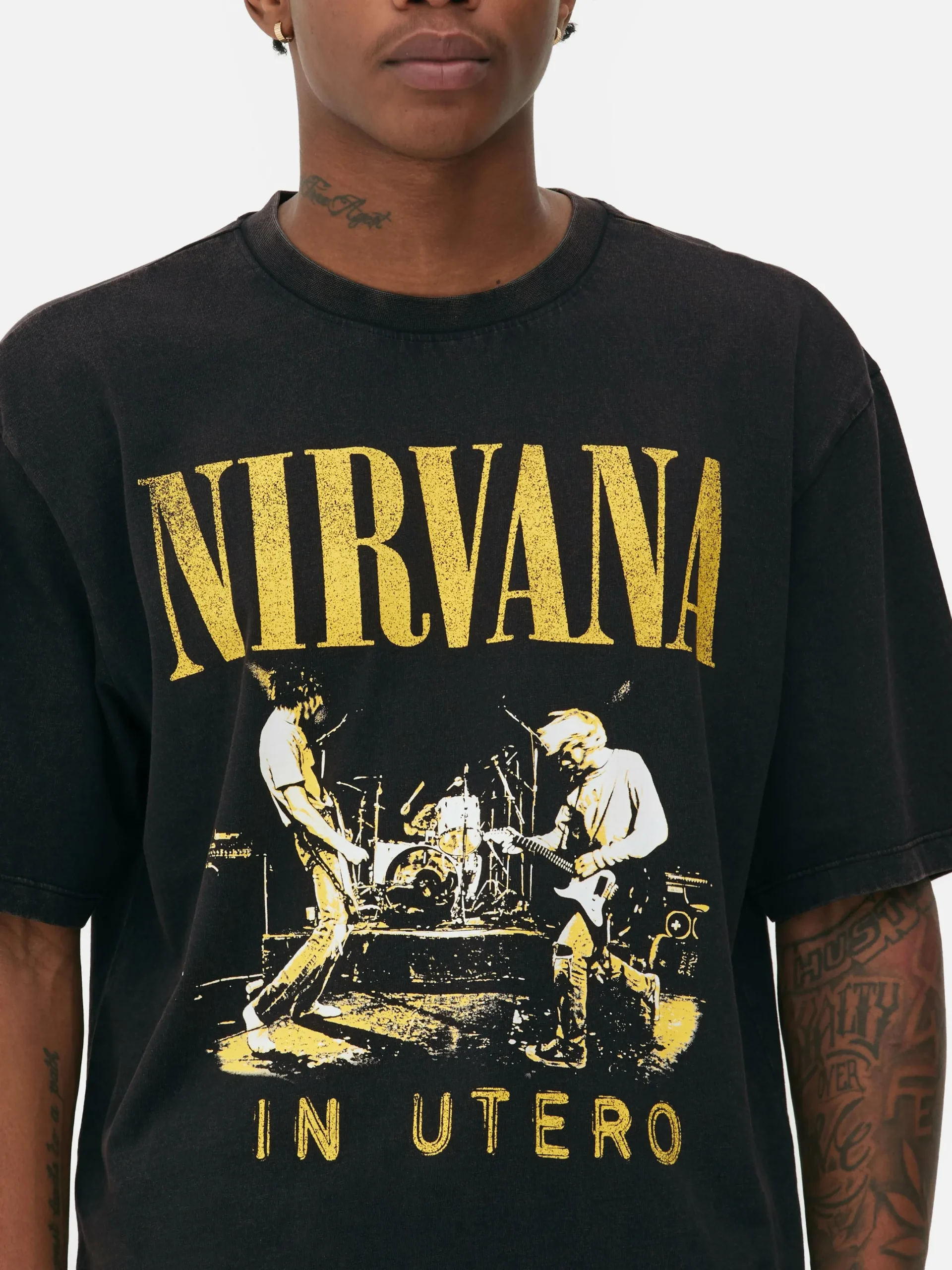Hombre Primark Camisetas Y Sudaderas Con Estampado Gráfico|Tops Y Camisetas|Camiseta De Nirvana Con Efecto Lavado