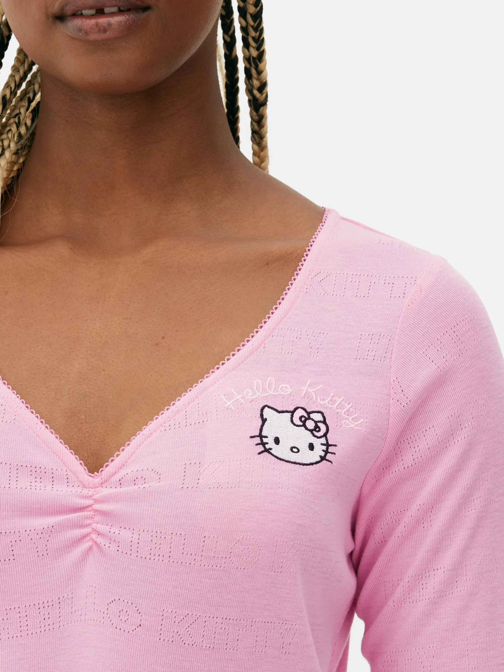 Mujer Primark Tops De Pijama|Camiseta De Pijama De Pointelle De Hello Kitty