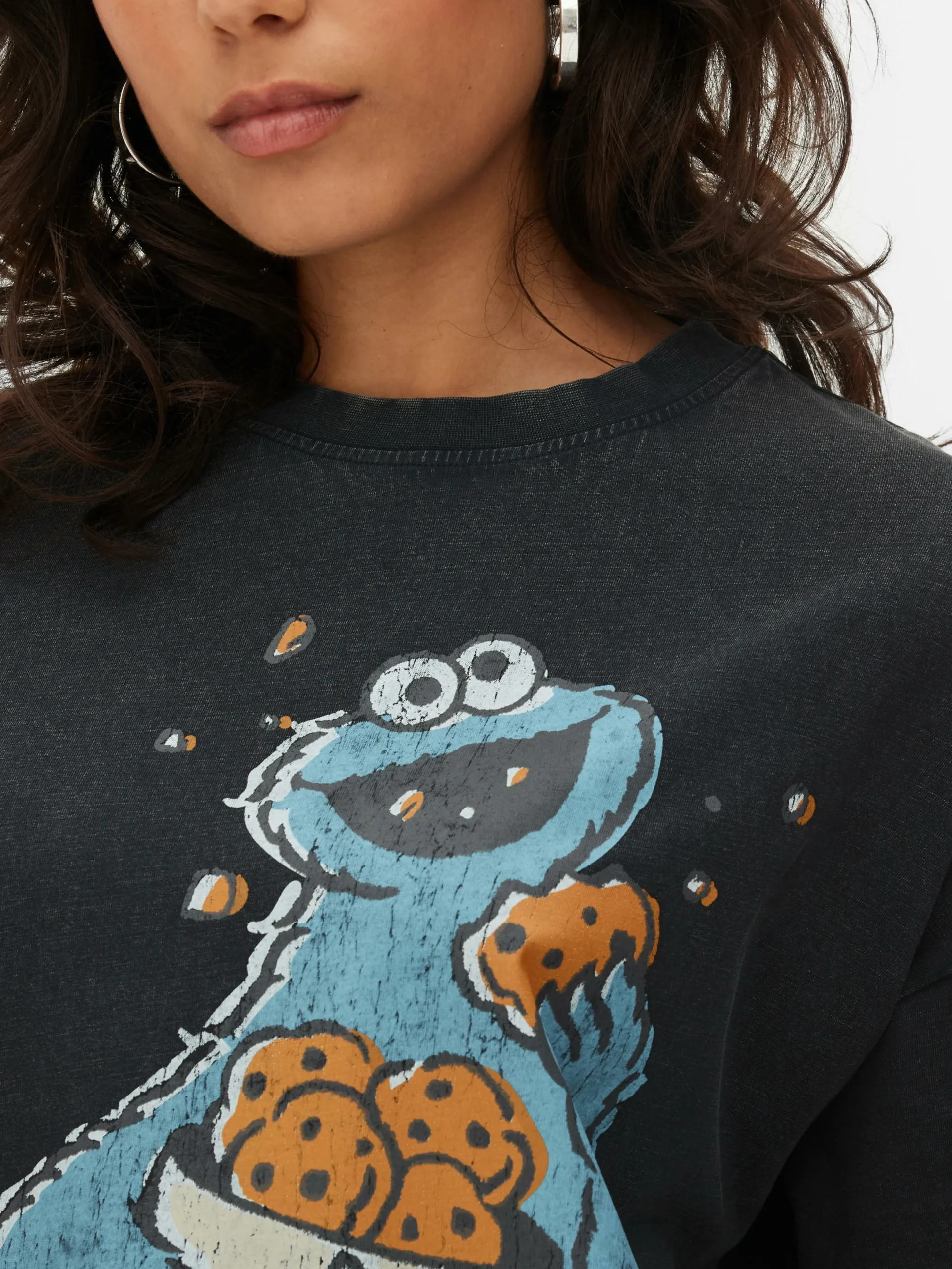 Mujer Primark Tops Y Camisetas|Camiseta Del Monstruo De Las Galletas, Barrio Sésamo