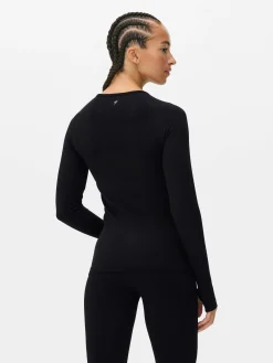 Mujer Primark Ropa De Gimnasio Y Deportiva|Camiseta Deportiva De Manga Larga Sin Costuras