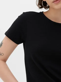 Mujer Primark Tops Y Camisetas|Camiseta Elástica Con Cuello Redondo