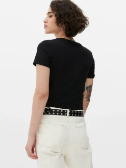 Mujer Primark Tops Y Camisetas|Camiseta Elástica Con Cuello Redondo