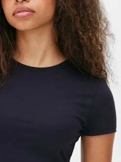 Mujer Primark Tops Y Camisetas|Camiseta Elástica Con Cuello Redondo