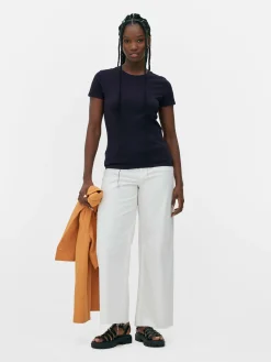 Mujer Primark Tops Y Camisetas|Camiseta Elástica Con Cuello Redondo