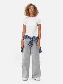 Mujer Primark Tops Y Camisetas|Camiseta Elástica De Cuello Redondo