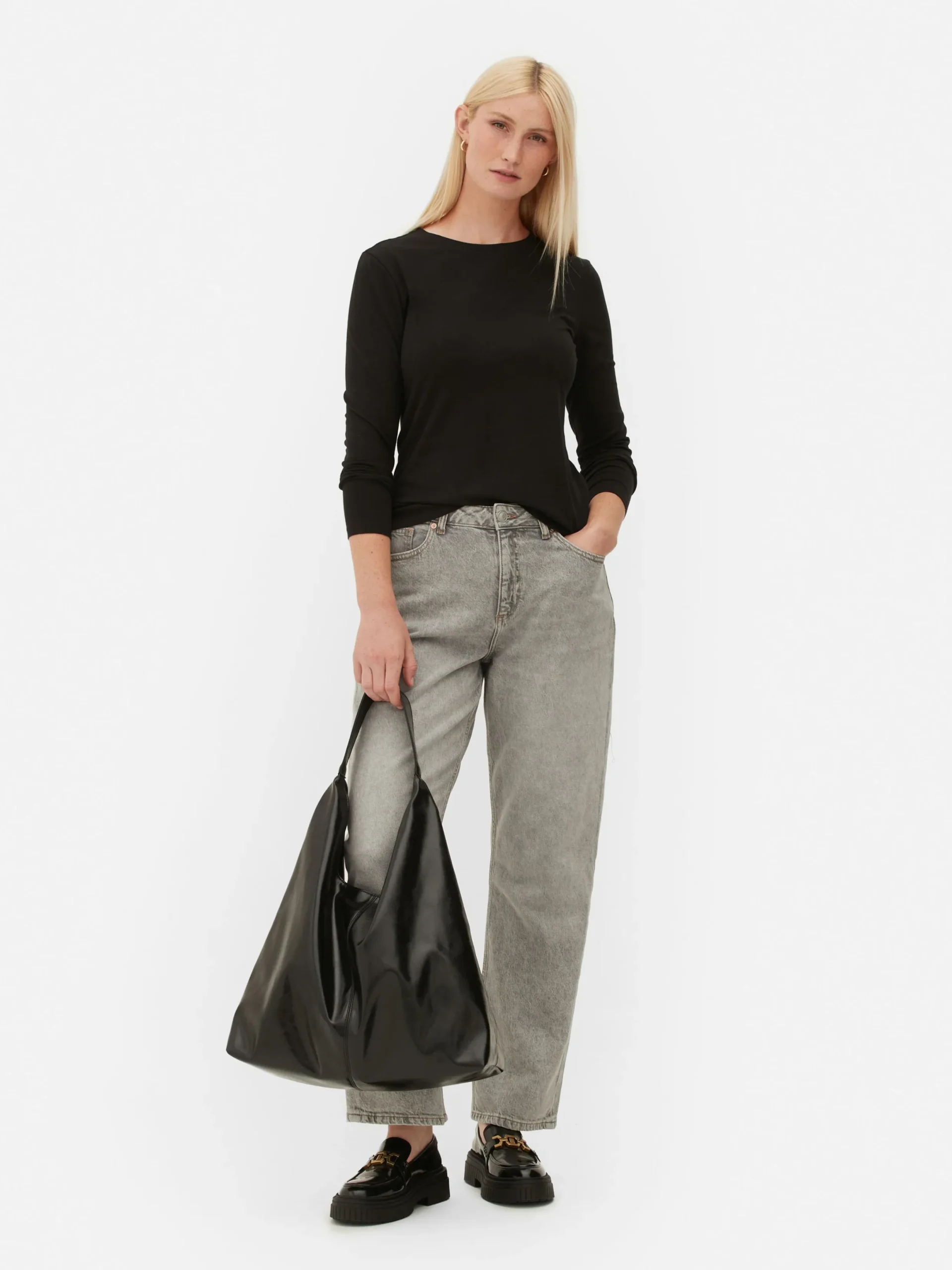 Mujer Primark Tops Y Camisetas|Camiseta Elástica De Manga Larga