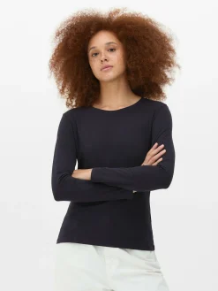 Mujer Primark Tops Y Camisetas|Camiseta Elástica De Manga Larga Con Cuello Redondo