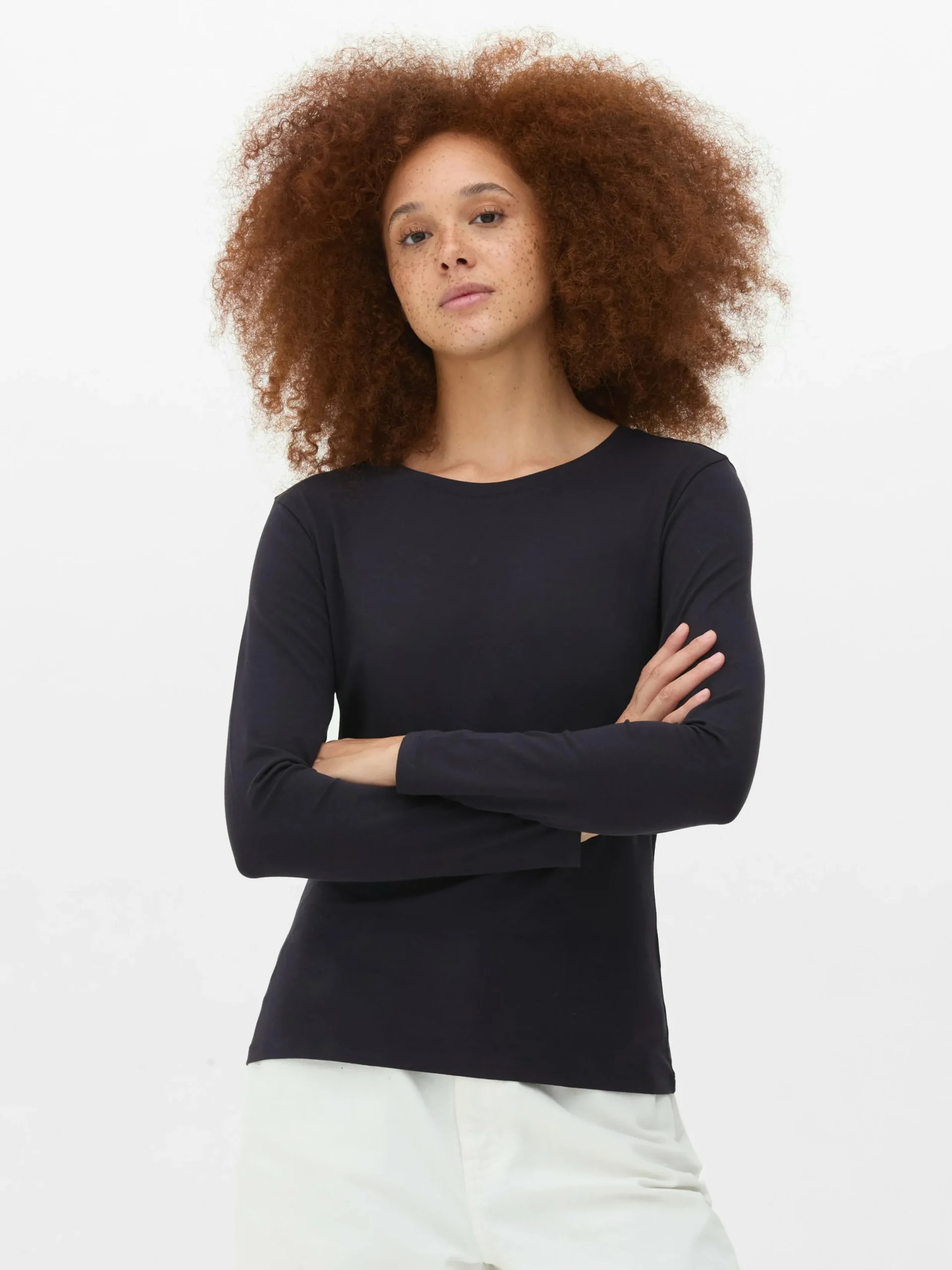 Mujer Primark Tops Y Camisetas|Camiseta Elástica De Manga Larga Con Cuello Redondo