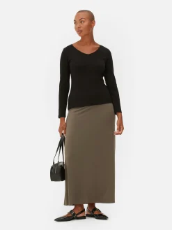 Mujer Primark Tops Y Camisetas|Camiseta Elástica De Manga Larga