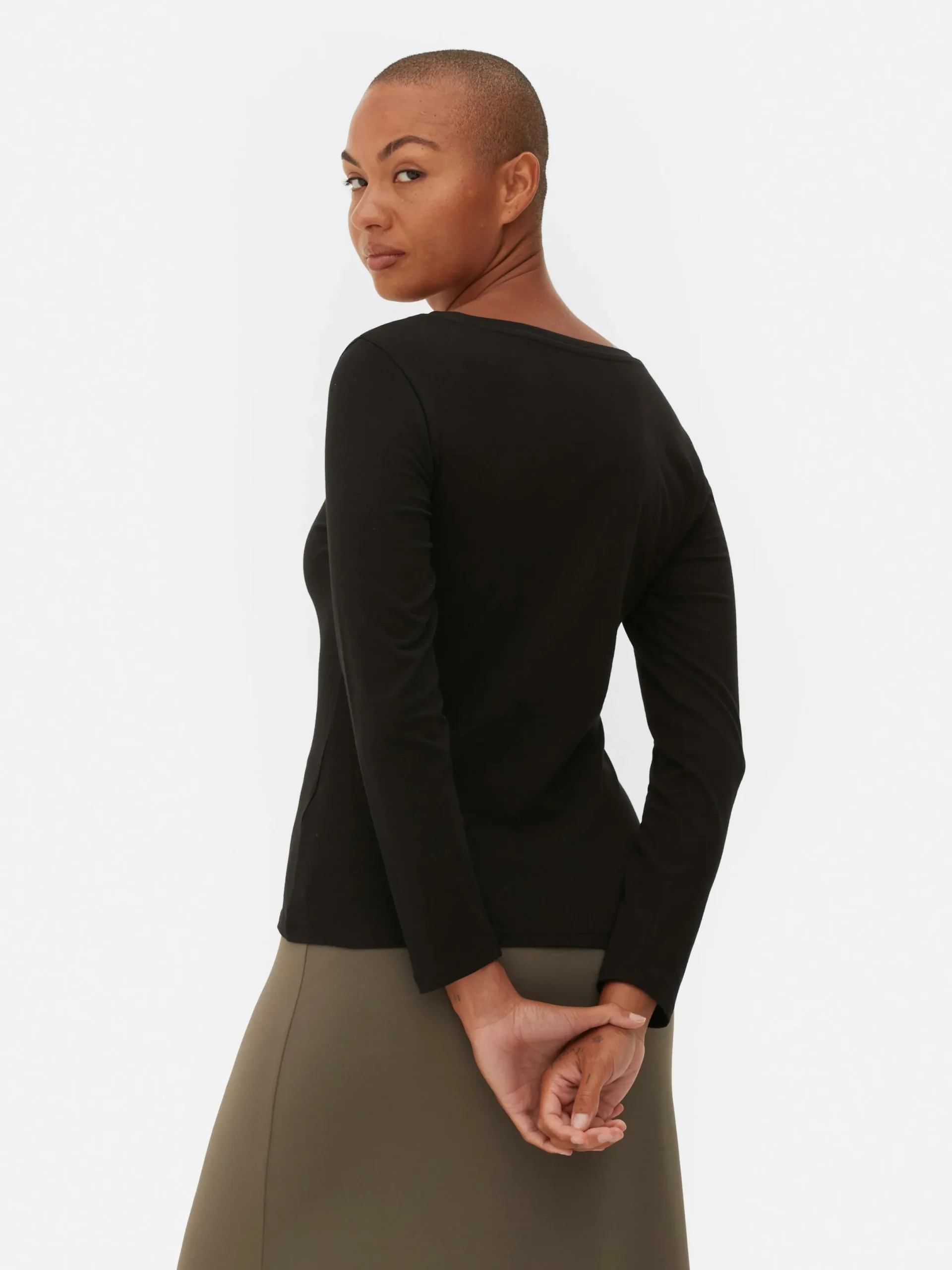 Mujer Primark Tops Y Camisetas|Camiseta Elástica De Manga Larga