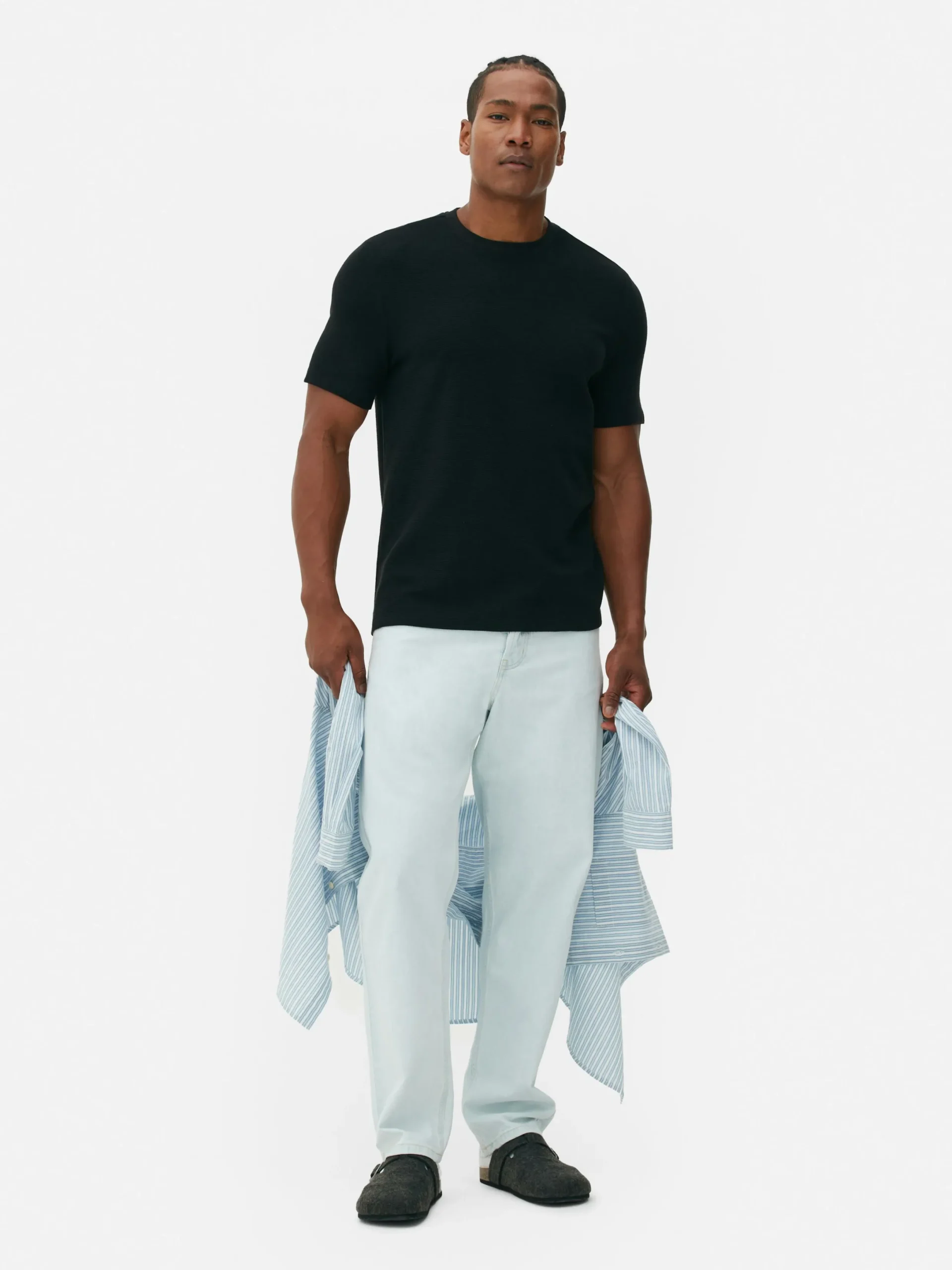 Hombre Primark Tops Y Camisetas|Camiseta En Tejido Otomán Acanalado