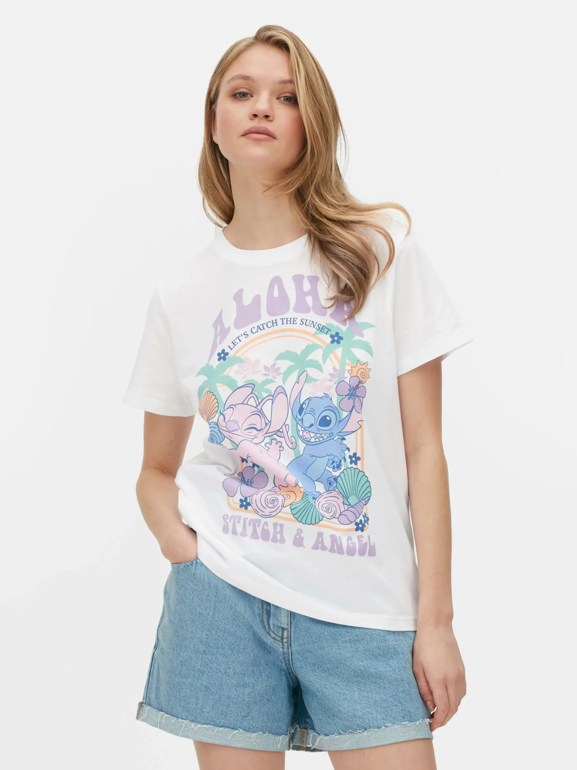Mujer Primark Tops Y Camisetas|Camiseta Estampada «Aloha» De Stitch De Disney
