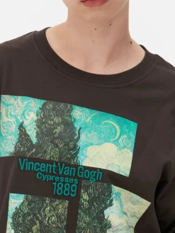 Mujer Primark Camisetas Y Sudaderas Con Estampado Gráfico|Tops Y Camisetas|Camiseta Extragrande Con Los Cipreses De Van Gogh