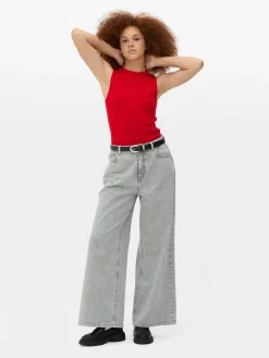 Mujer Primark Tops Y Camisetas|Camiseta Larga Sin Mangas De Cuello Redondo