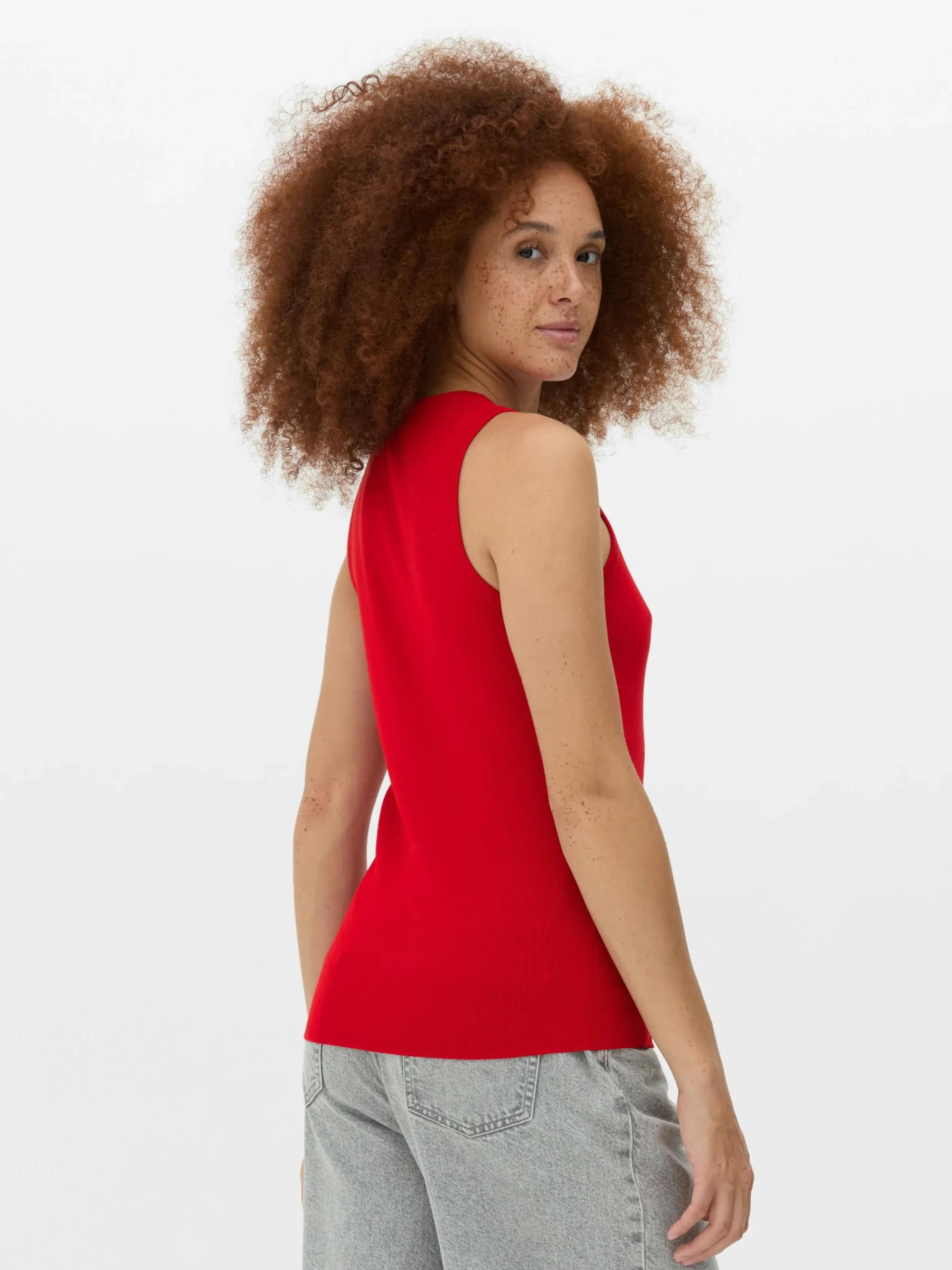 Mujer Primark Tops Y Camisetas|Camiseta Larga Sin Mangas De Cuello Redondo