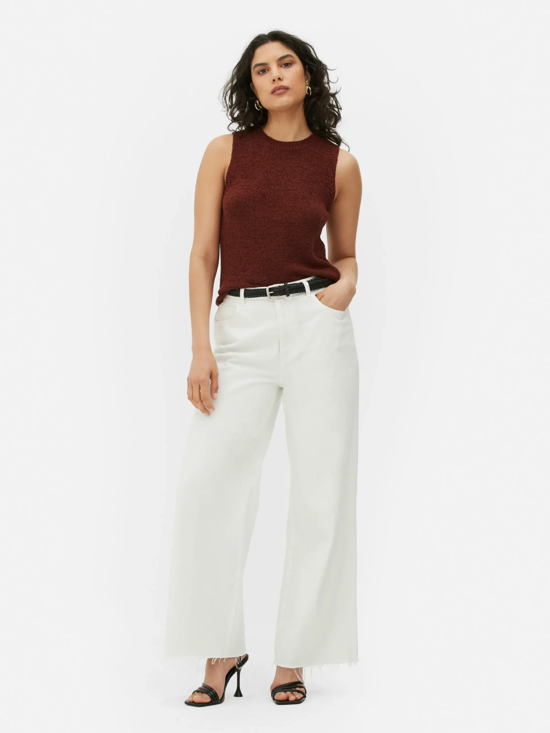 Mujer Primark Tops Y Camisetas|Camiseta Sin Mangas De Punto Con Bajo Sin Rematar