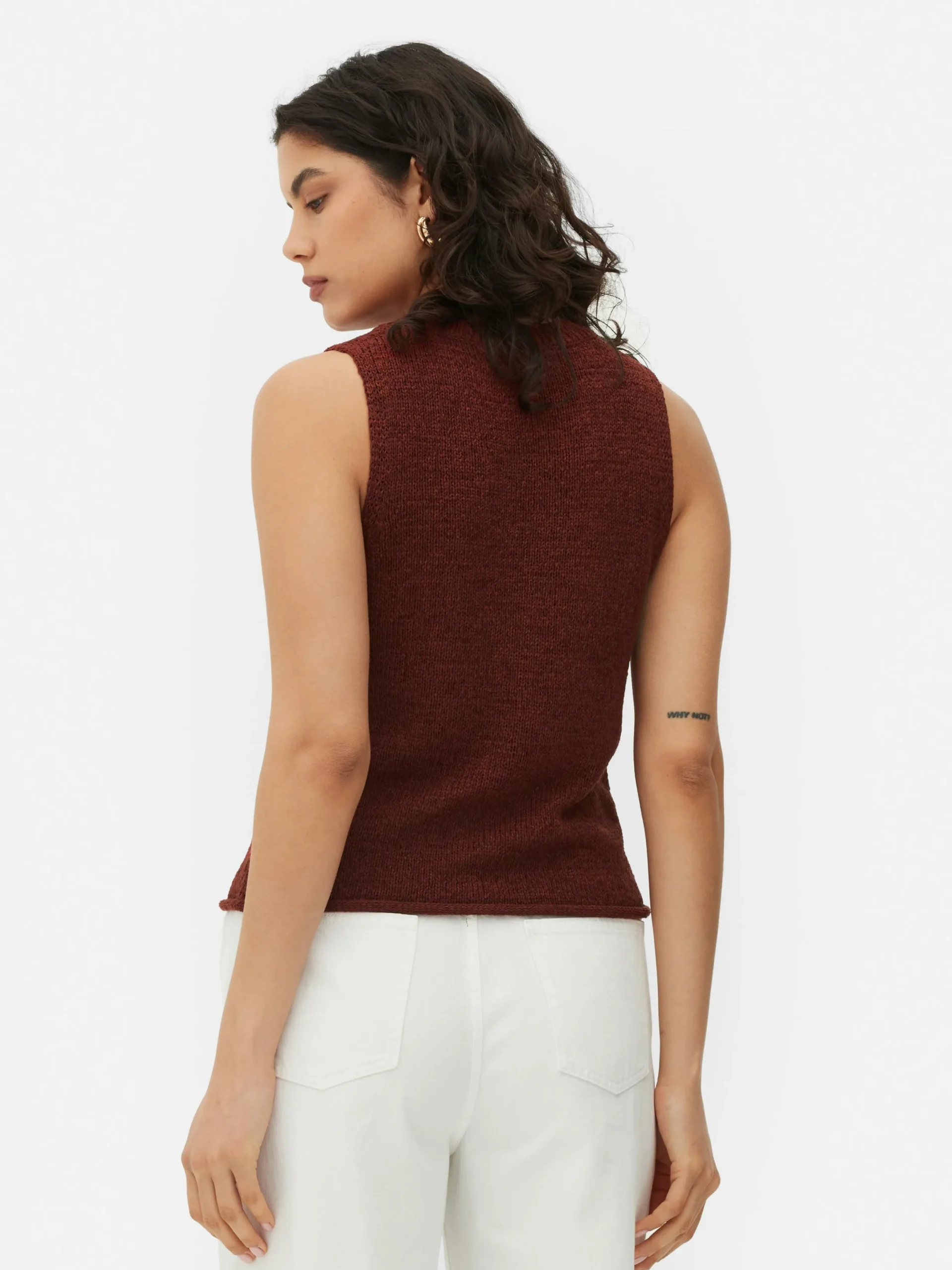 Mujer Primark Tops Y Camisetas|Camiseta Sin Mangas De Punto Con Bajo Sin Rematar