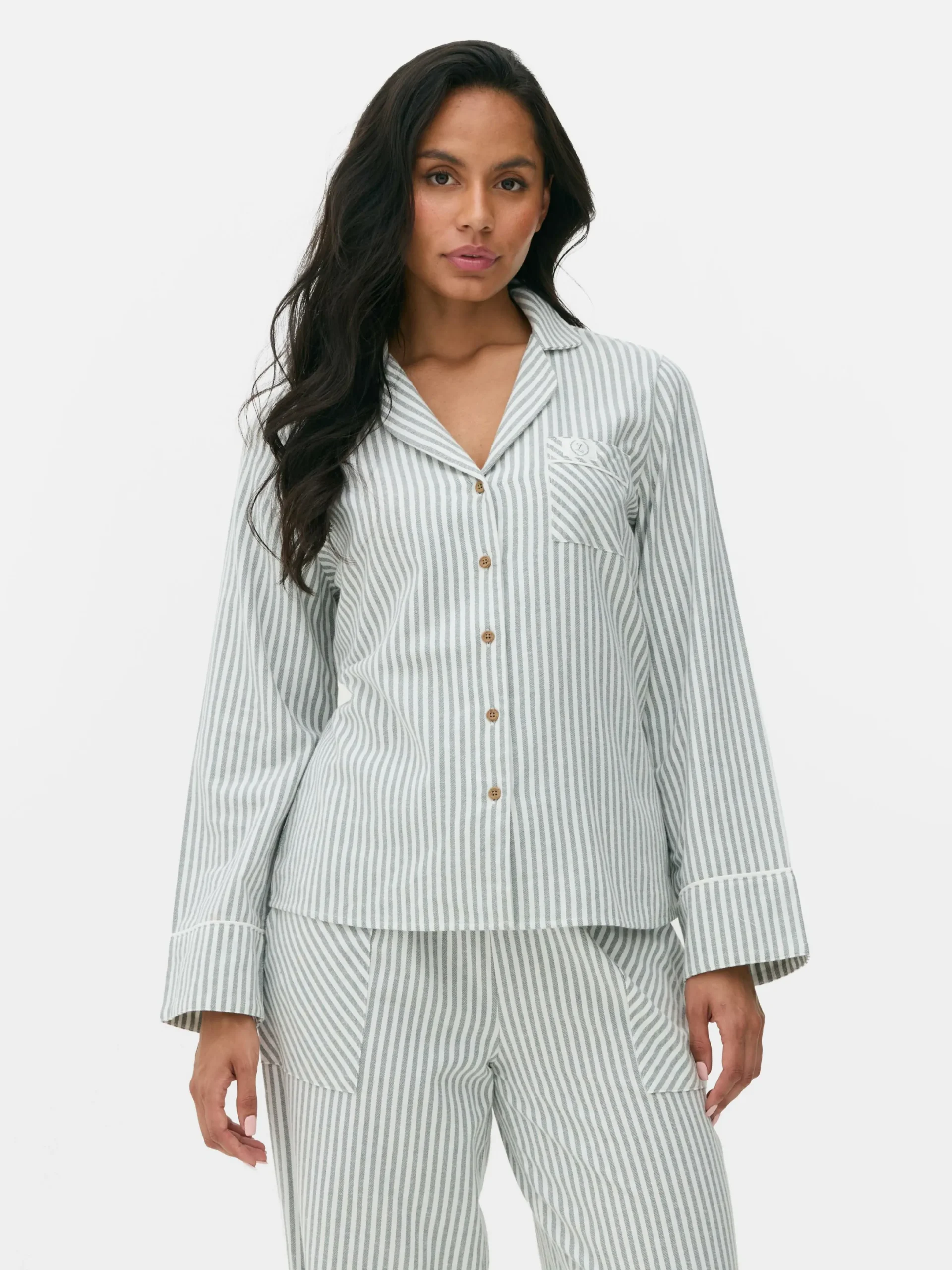 Mujer Primark Tops De Pijama|Camisón De Franela A Rayas