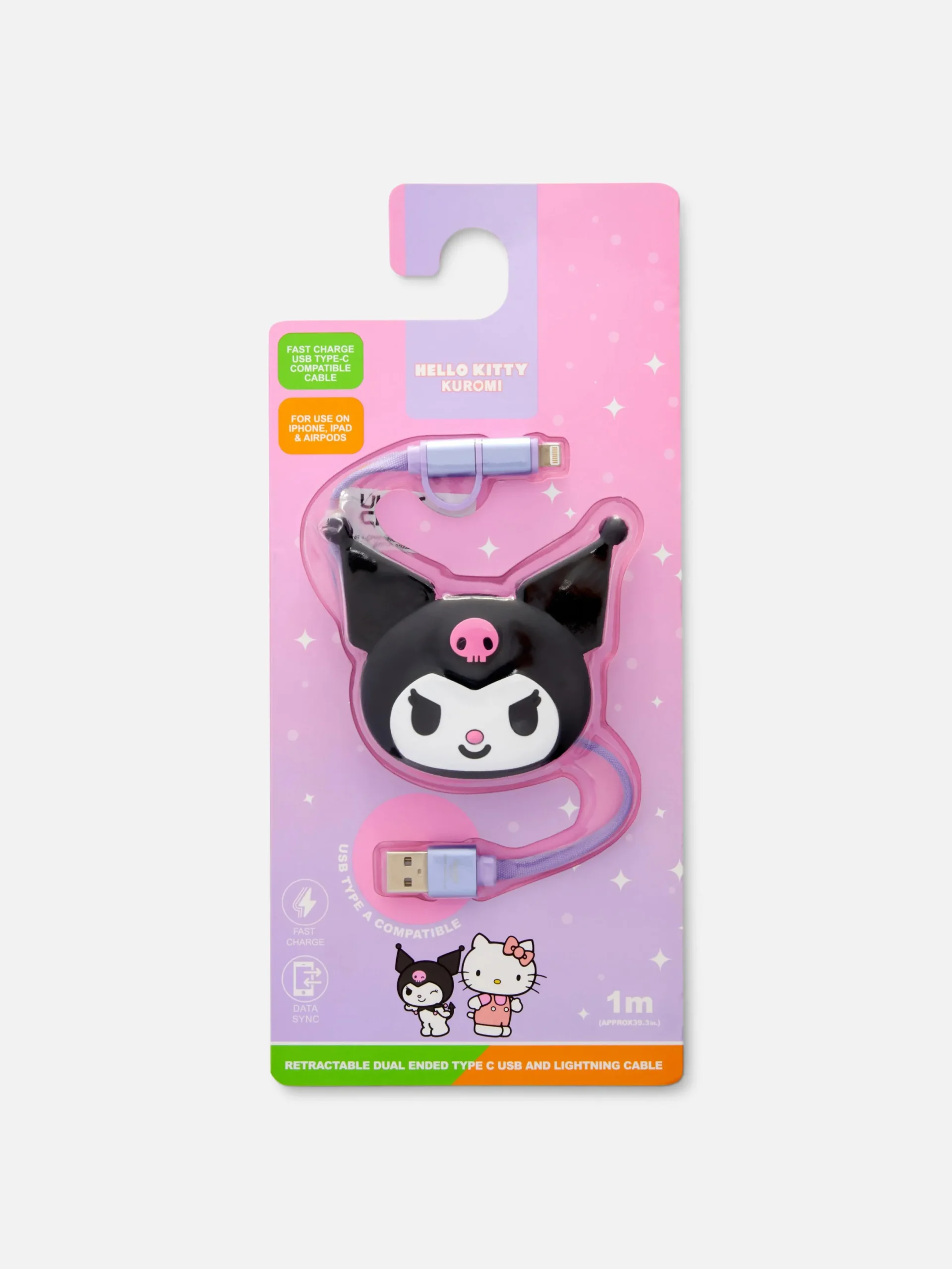 Primark Cargadores|Cargador Retráctil De Kuromi De Hello Kitty