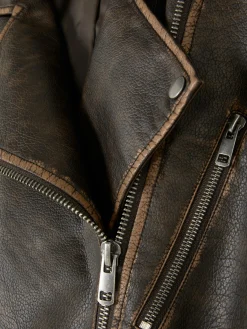 Mujer Primark Abrigos Y Chaquetas|Cazadora Motera Extragrande De Efecto Desgastado