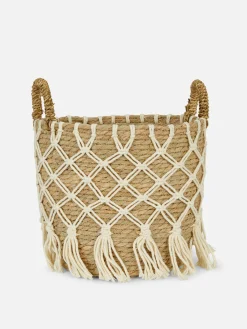 Primark Cajas Y Cestas|Cesta De Cuerda Tejida Con Detalle De Ganchillo