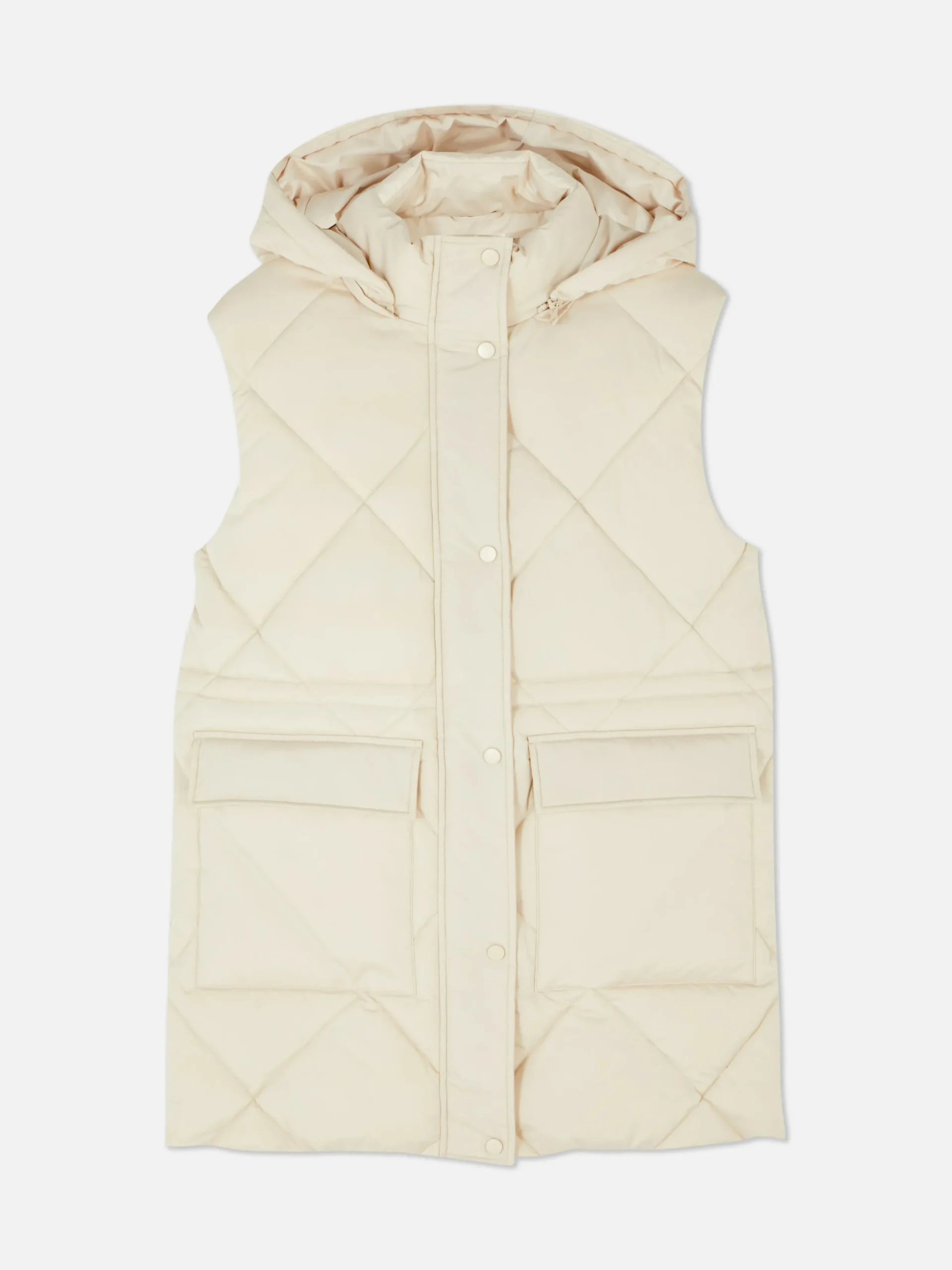 Mujer Primark Abrigos Y Chaquetas|Chaleco Acolchado Largo Con Capucha