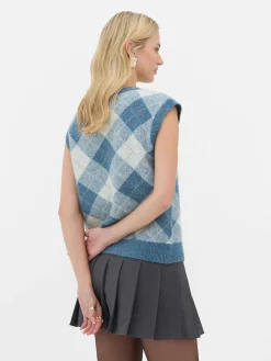 Mujer Primark Jerseys Y Cárdigans|Chaleco De Punto Con Motivo De Rombos De Rita Ora