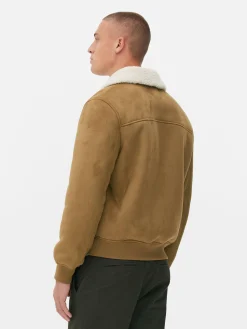 Hombre Primark Abrigos Y Chaquetas|Chaqueta De Antelina Con Cuello De Borrego Sintético