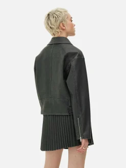 Mujer Primark Abrigos Y Chaquetas|Chaqueta Motera De Piel Sintética Efecto Desgastado