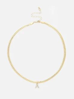 Mujer Primark Bisutería|Collar De Cadena De Serpiente Con Inicial De Strass