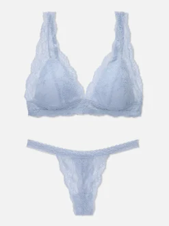 Mujer Primark Sets De Lencería|Conjunto De Bralette Triangular Y Tanga De Encaje