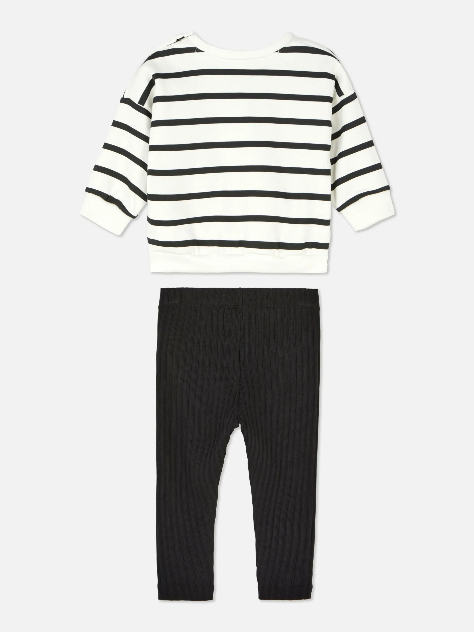 Primark Conjuntos Y Sets|Conjunto De Sudadera A Rayas Y Leggings De Canalé