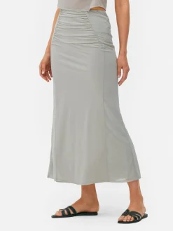 Mujer Primark Faldas|Falda Midi Con Superposición De Malla Combinable