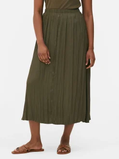 Mujer Primark Faldas|Falda Midi Plisada De Satén