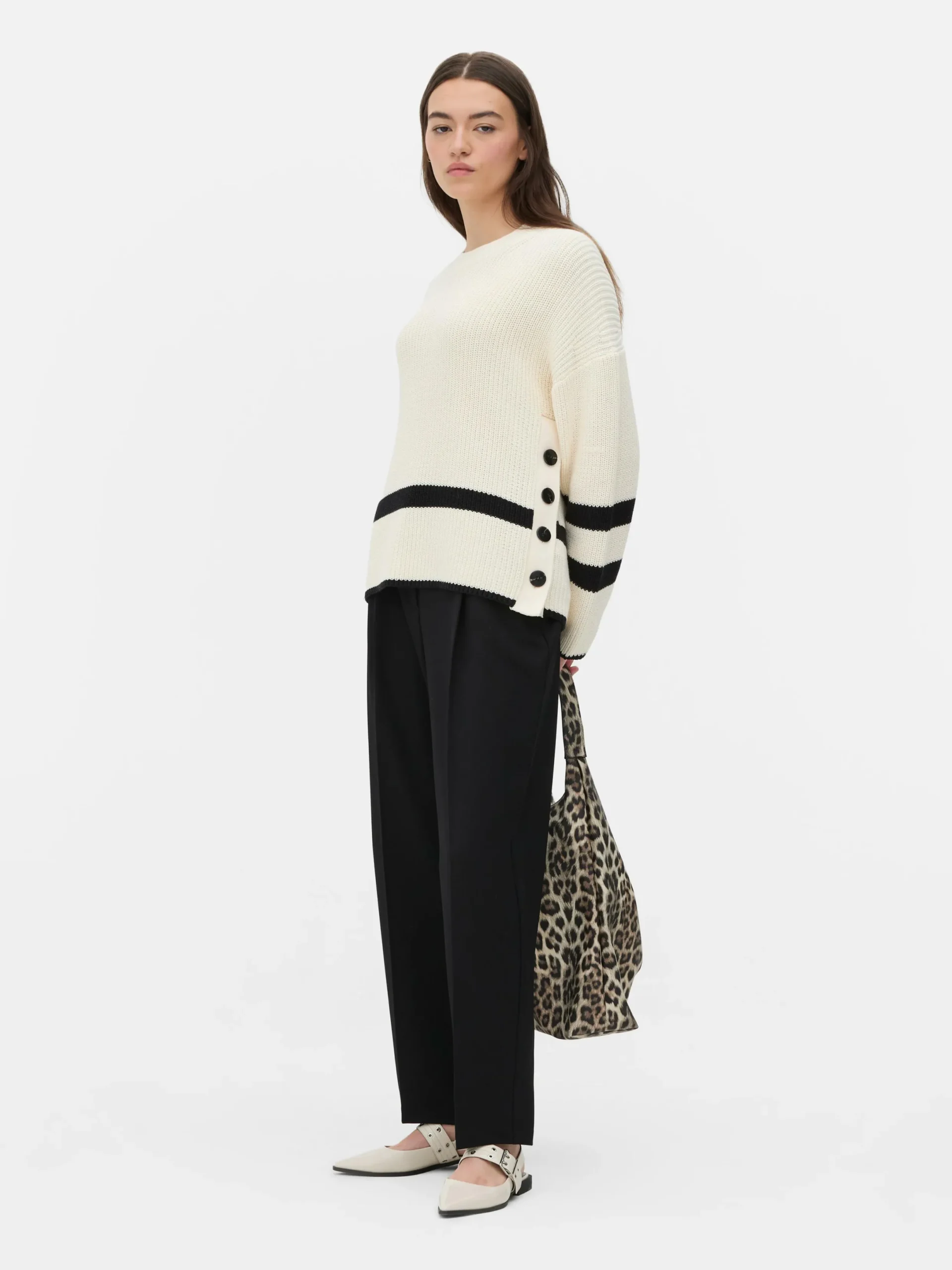 Mujer Primark Jerseys Y Cárdigans|Jersey A Rayas Con Detalle De Botones