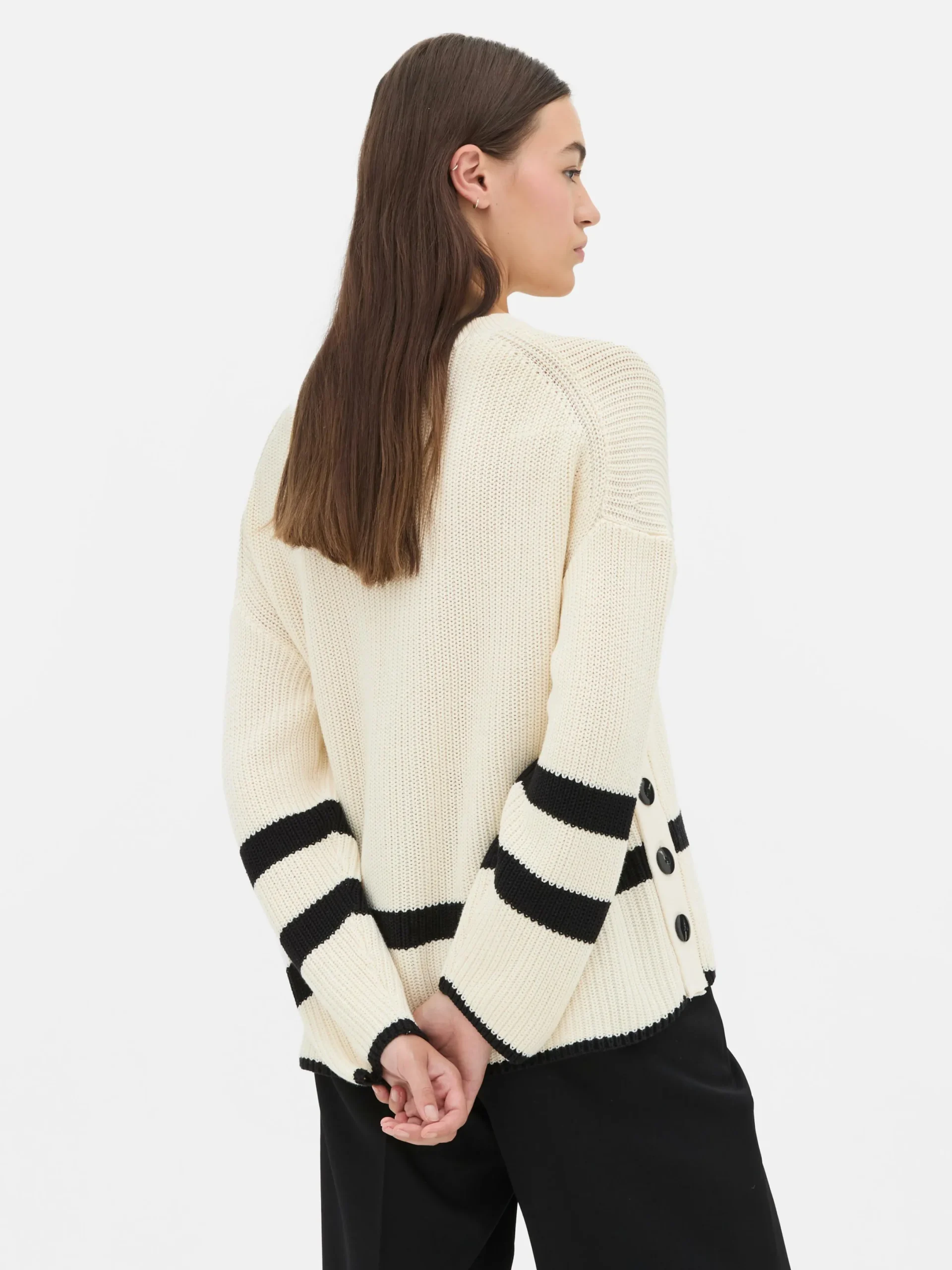 Mujer Primark Jerseys Y Cárdigans|Jersey A Rayas Con Detalle De Botones