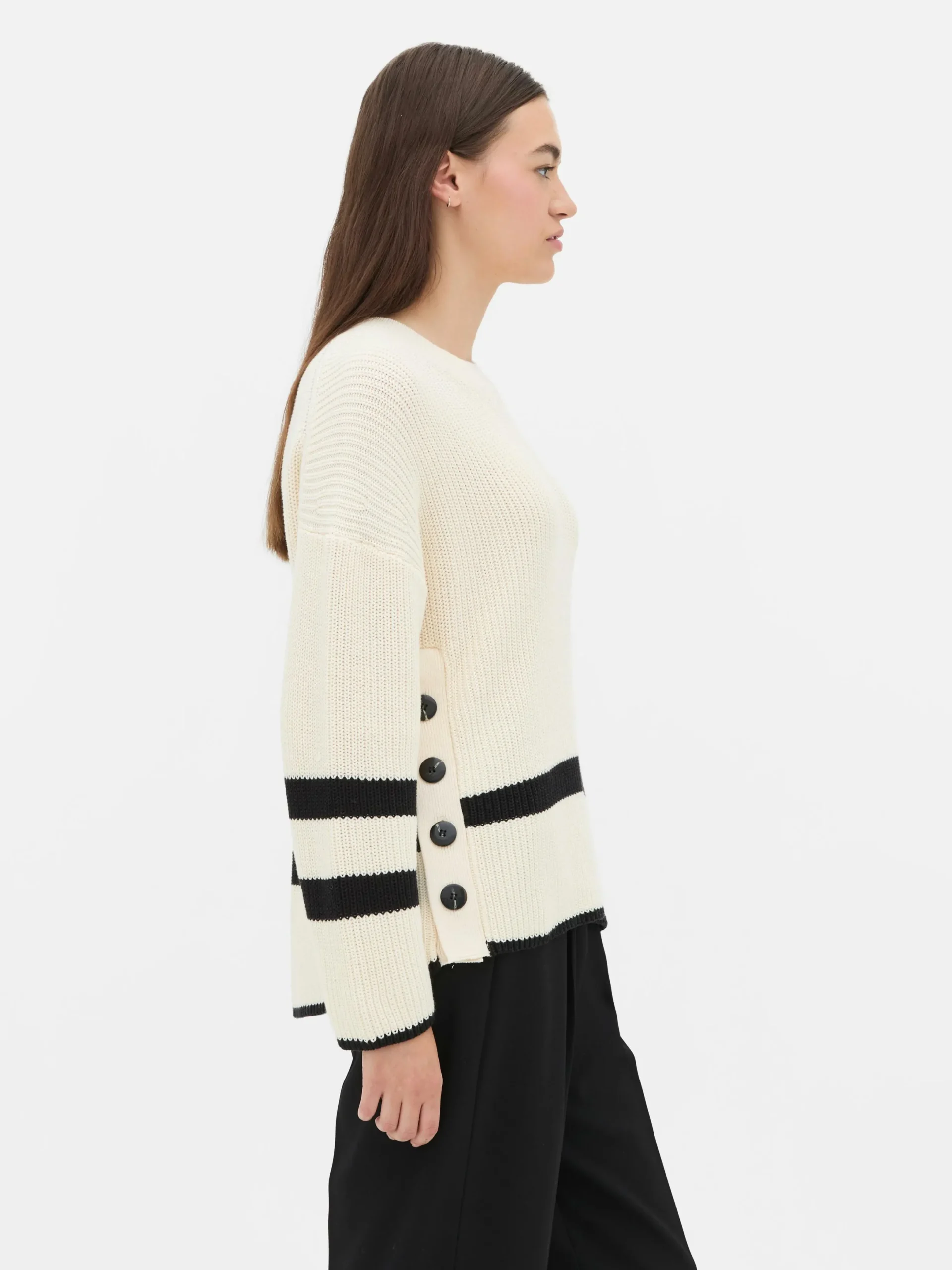 Mujer Primark Jerseys Y Cárdigans|Jersey A Rayas Con Detalle De Botones