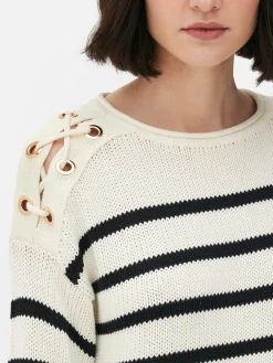 Mujer Primark Jerseys Y Cárdigans|Jersey A Rayas Con Hombros Enrejados