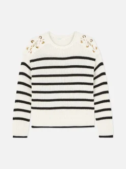 Mujer Primark Jerseys Y Cárdigans|Jersey A Rayas Con Hombros Enrejados