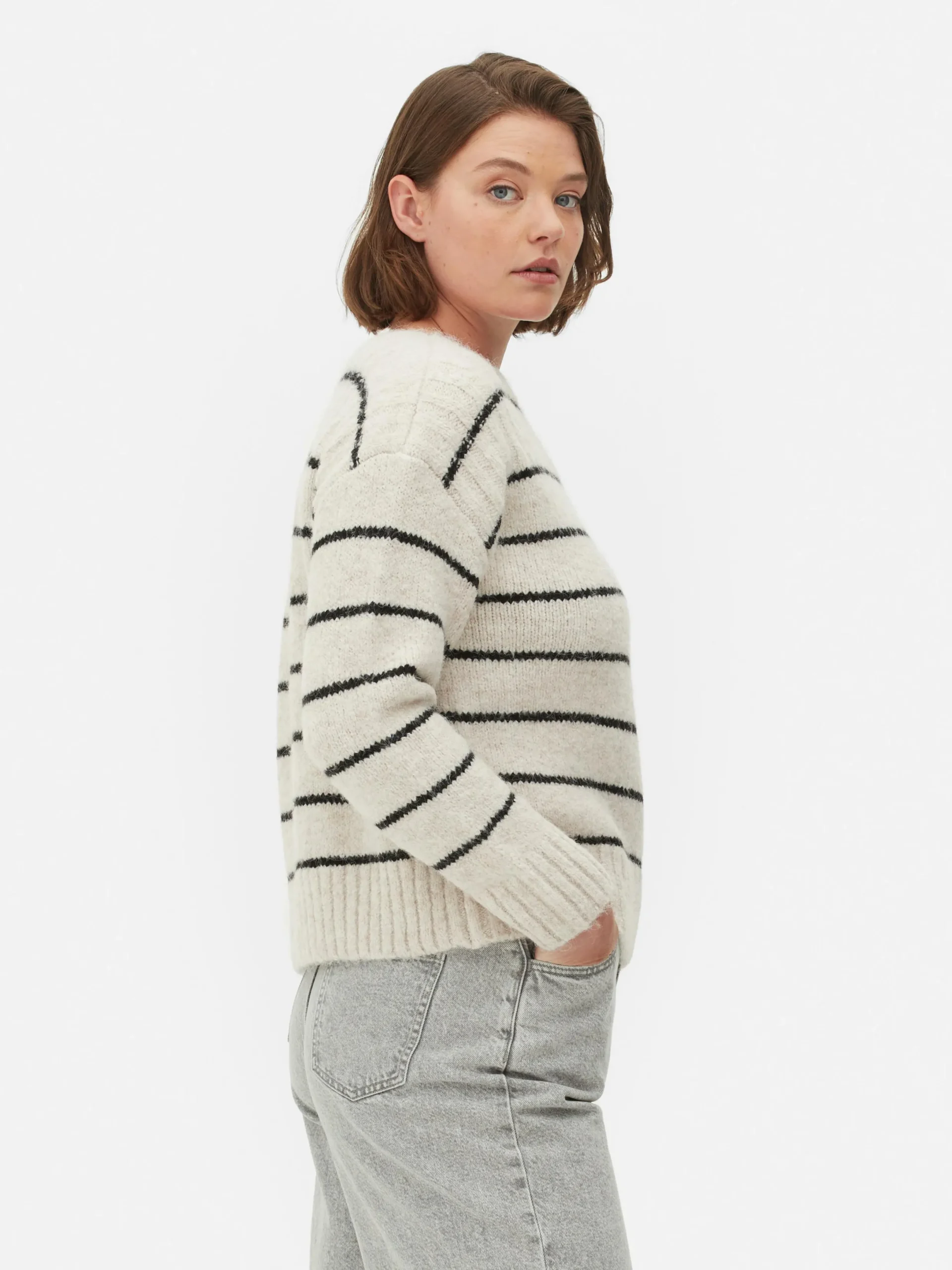 Mujer Primark Jerseys Y Cárdigans|Jersey A Rayas De Corte Cuadrado